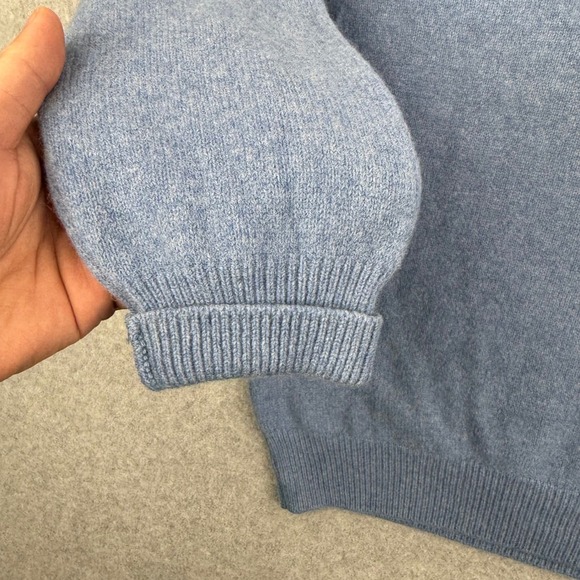 Monsieur Balmain Sweater Mens 52 Blue Wool Cashmere Quarter Zip Made in Italy - Picture 4 of 12
